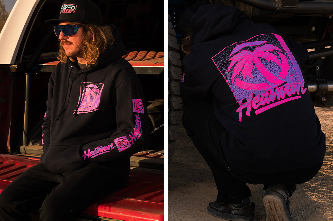 Blake Wilkey rocking the Heat Wave Visual TV Deep Navy Sweatshirt.